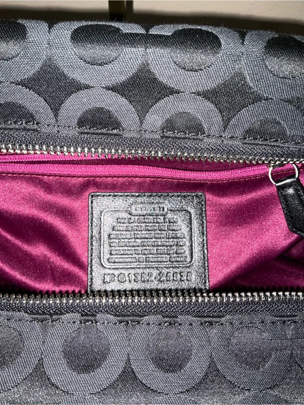 Coach Madison Op Art Sateen Madeline Satchel with Silver Hardware. (EUC)